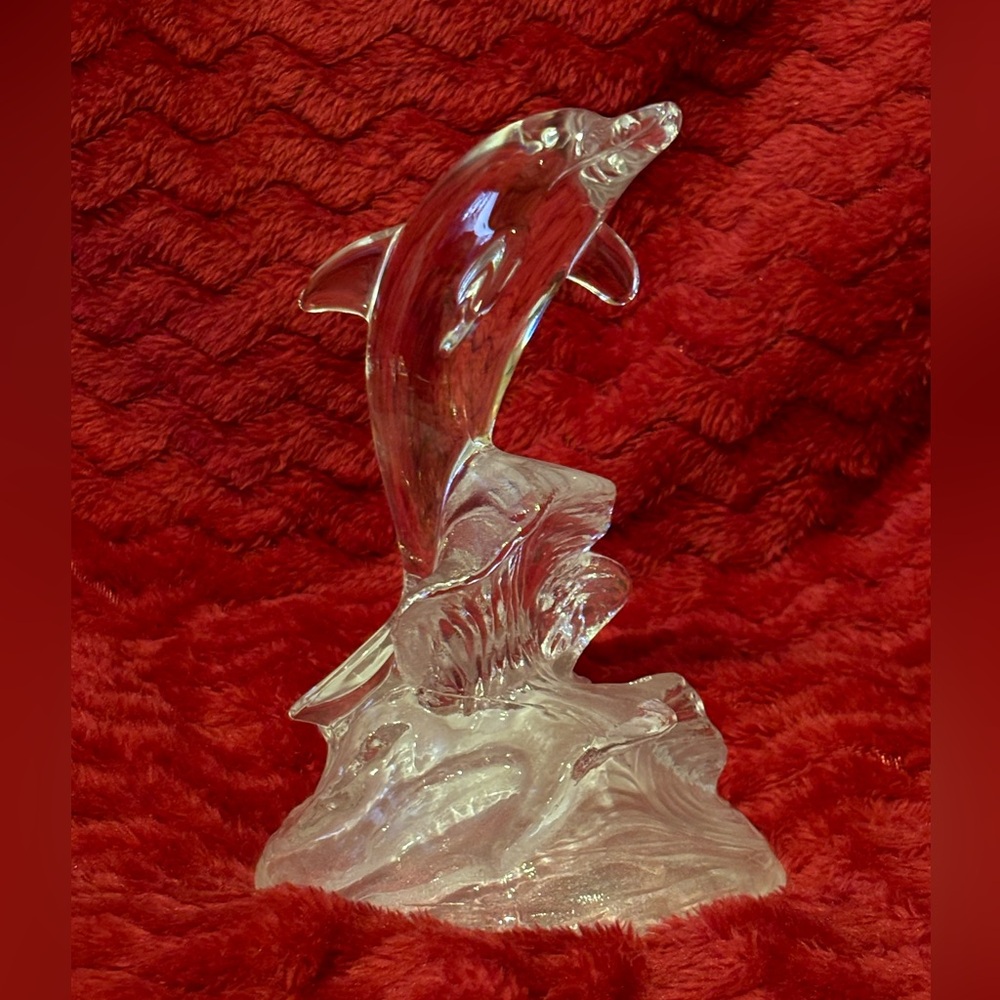 Glass Dolphin with Frosted base Figurine